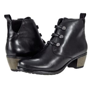 ERIC MICHAELS Faye Leather Black Ankle Booties NWT Size 6/36uk